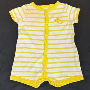 Carter’s Yellow Striped Duckling Kids One Piece size 9 months lucky duck